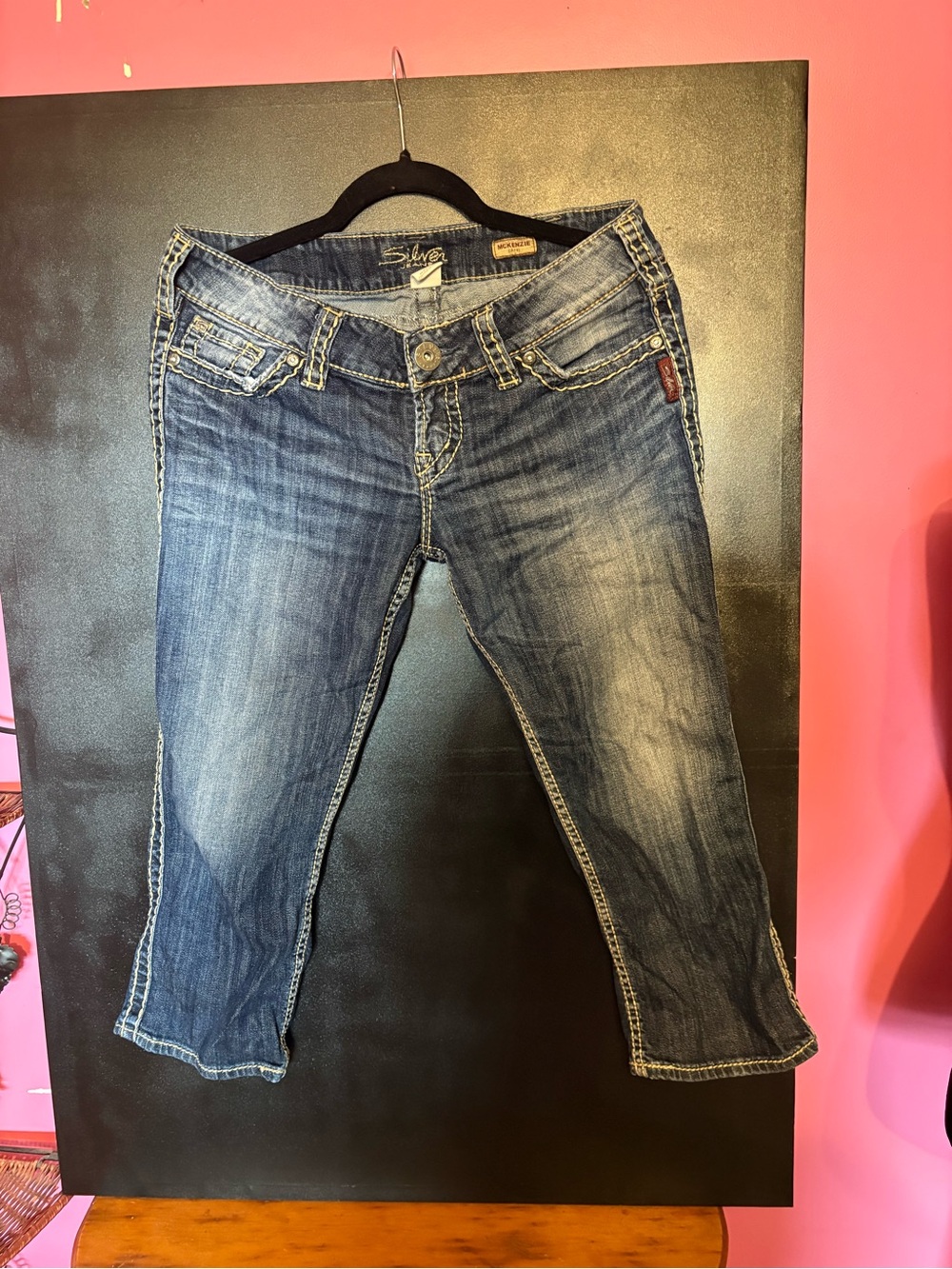 Silver Jeans Faded Medium Blue Cropped Ankle Jeans